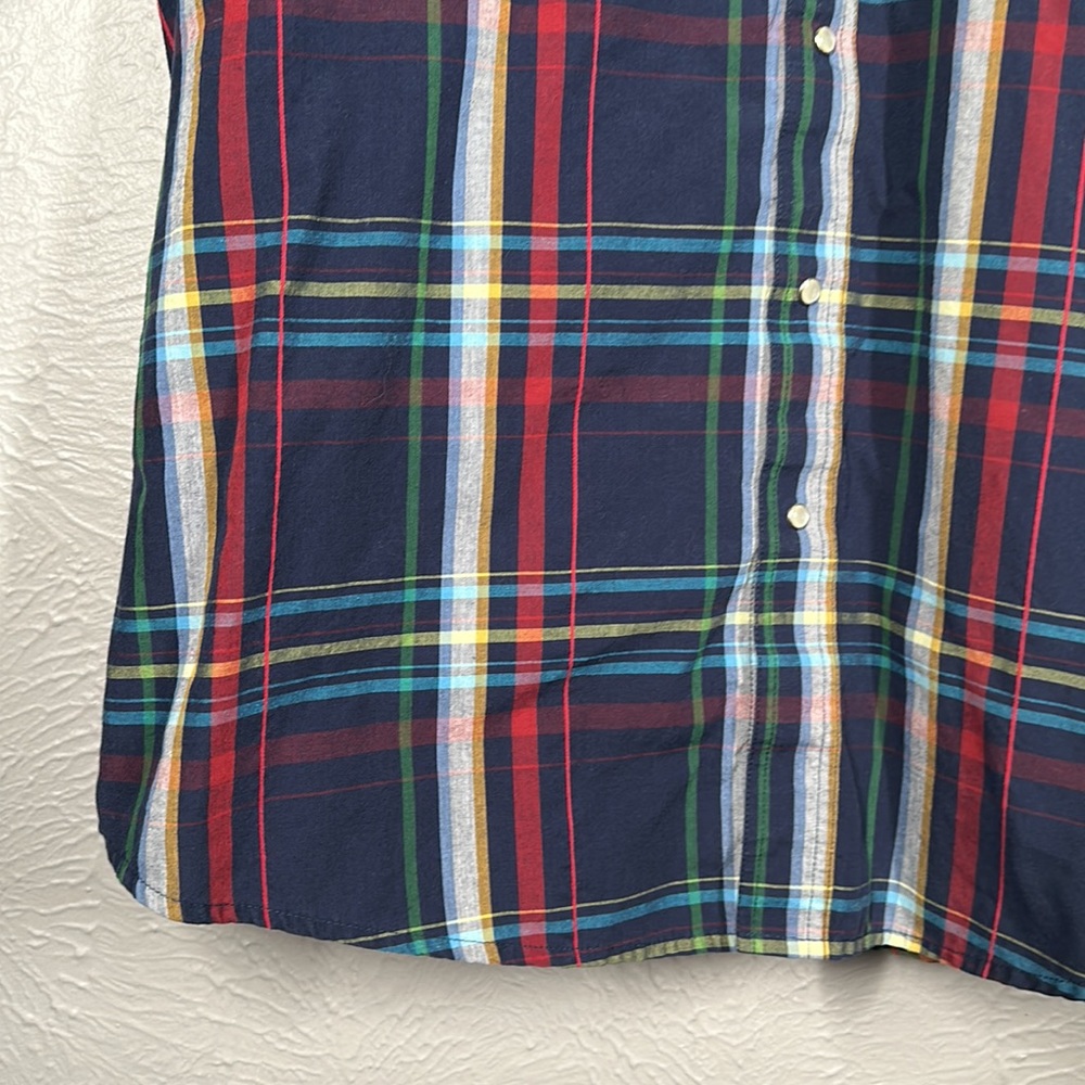 Wrangler Nay Blue Red White Plaid Short Sleeve Button Up Shirt Men's Siz… - Picture 2 of 6